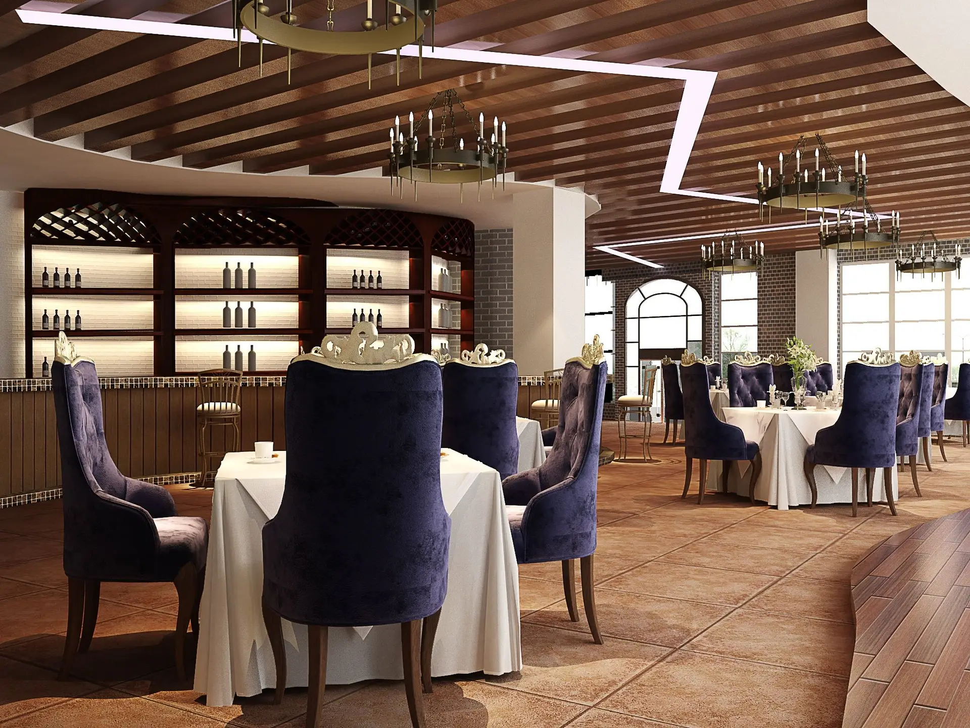 Sophisticated luxury restaurant interior at CalverianPrestigeStay