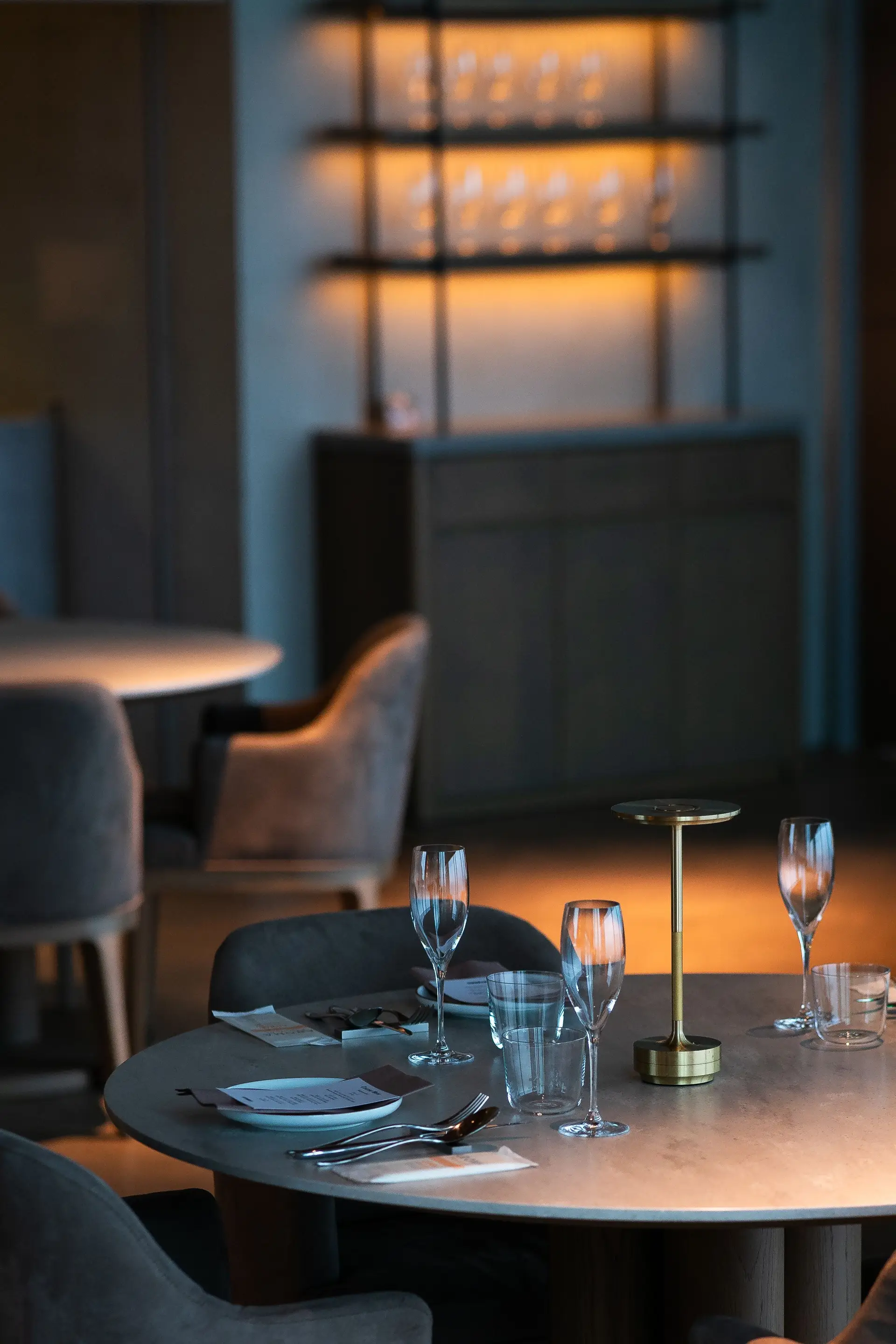 Warmly lit restaurant interior in Tokyo style