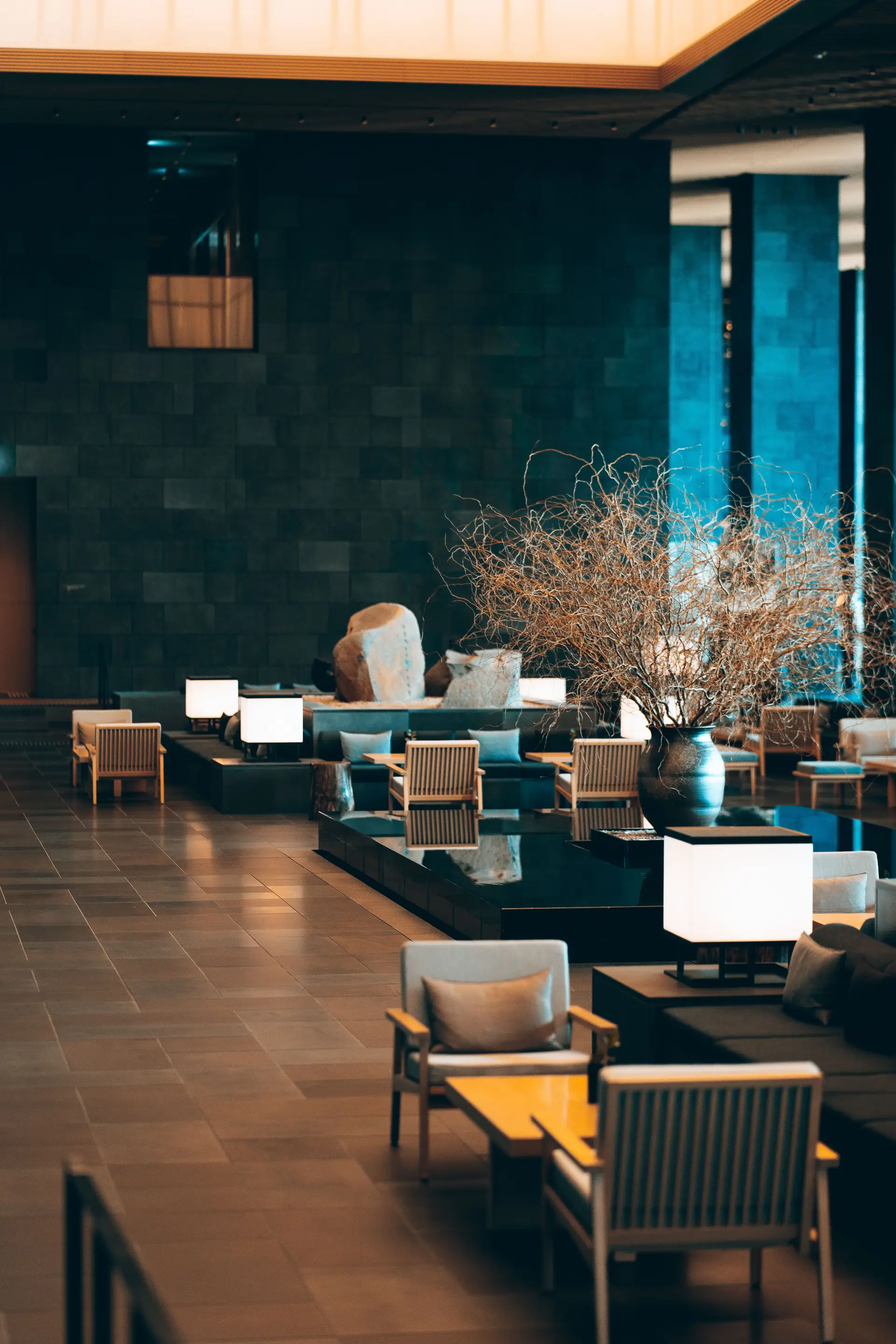 Modern luxury hotel lobby interior