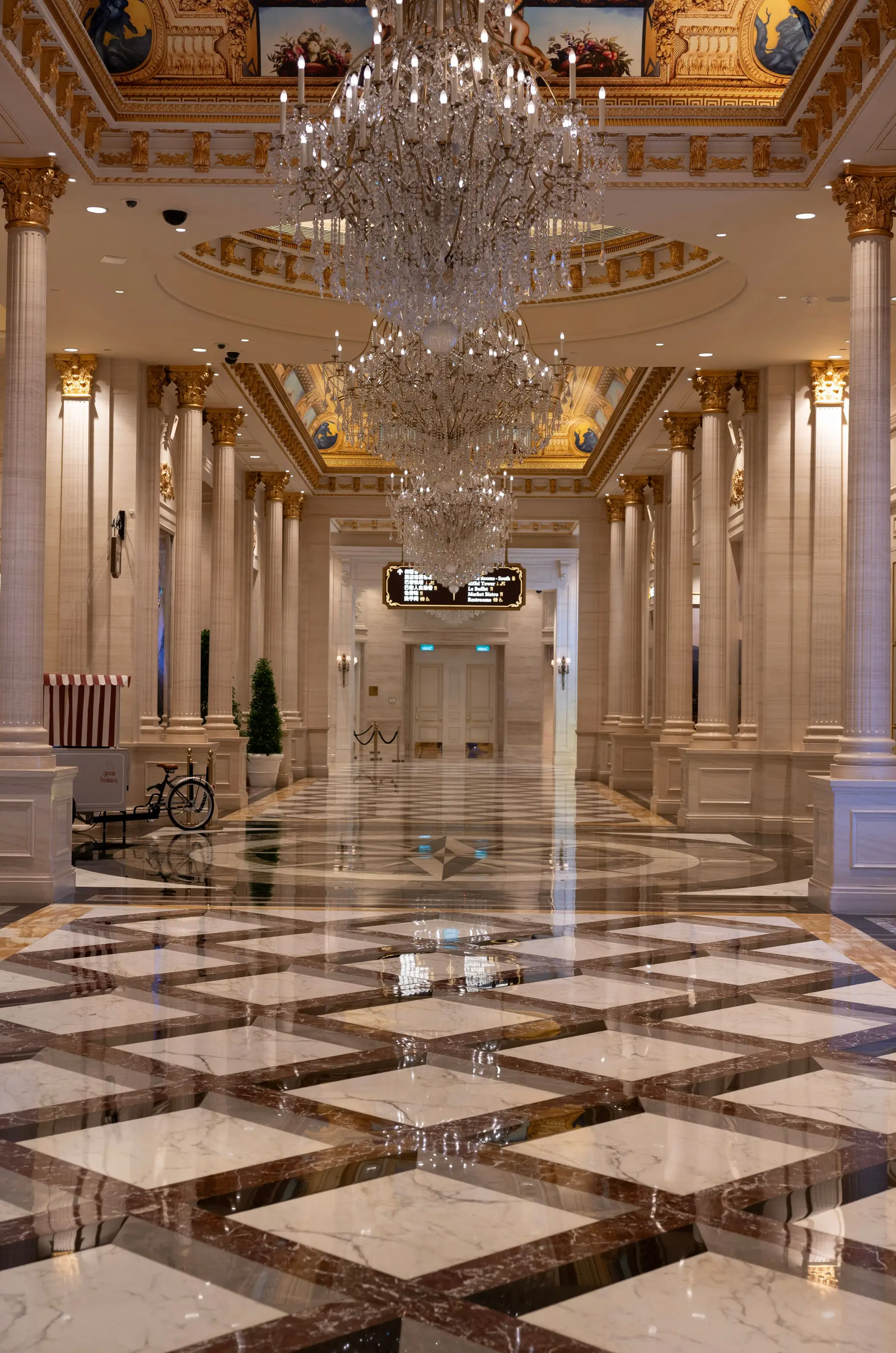 Elegant casino resort hall with marble floors